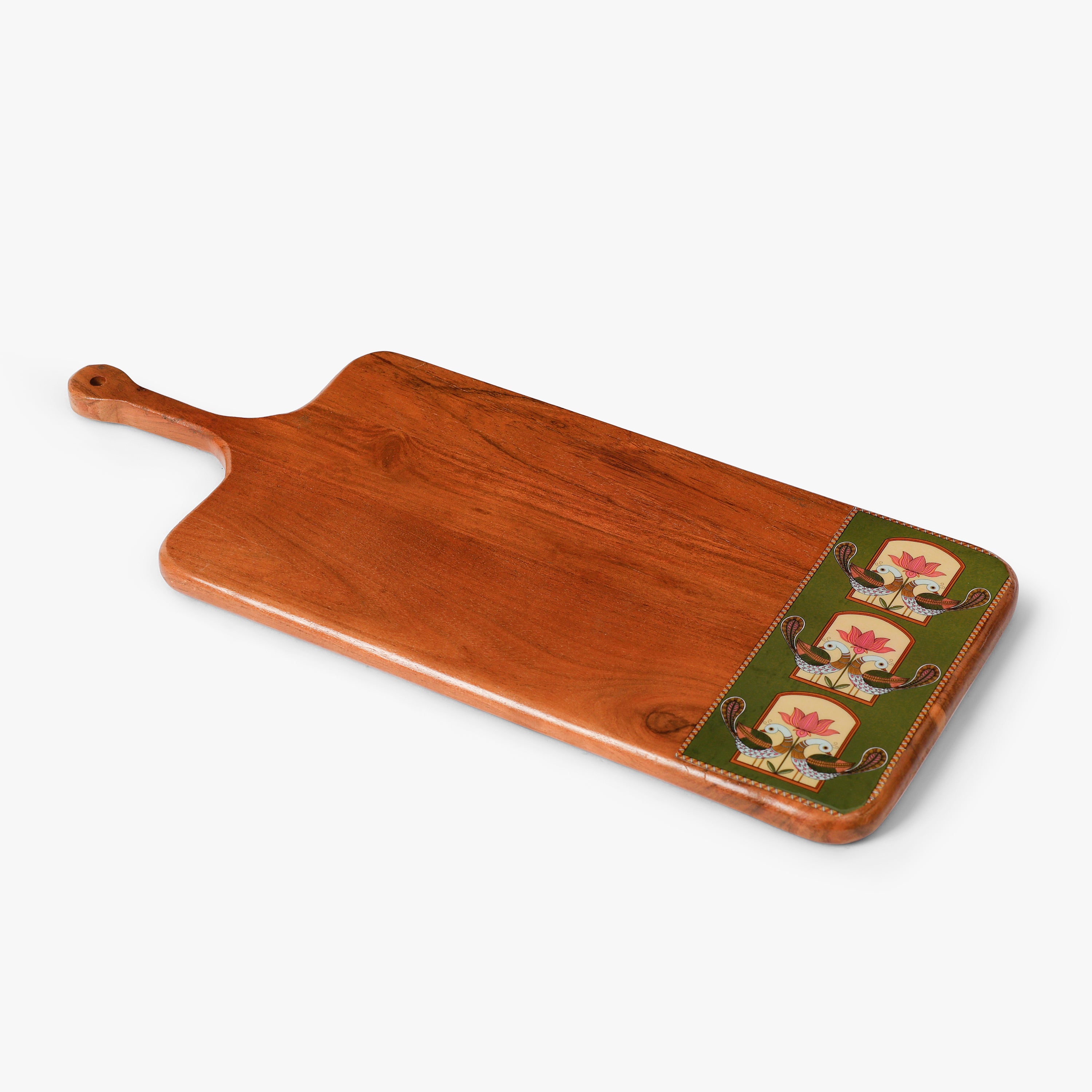 Lotus Peacock Wooden Paddle Chopping Board