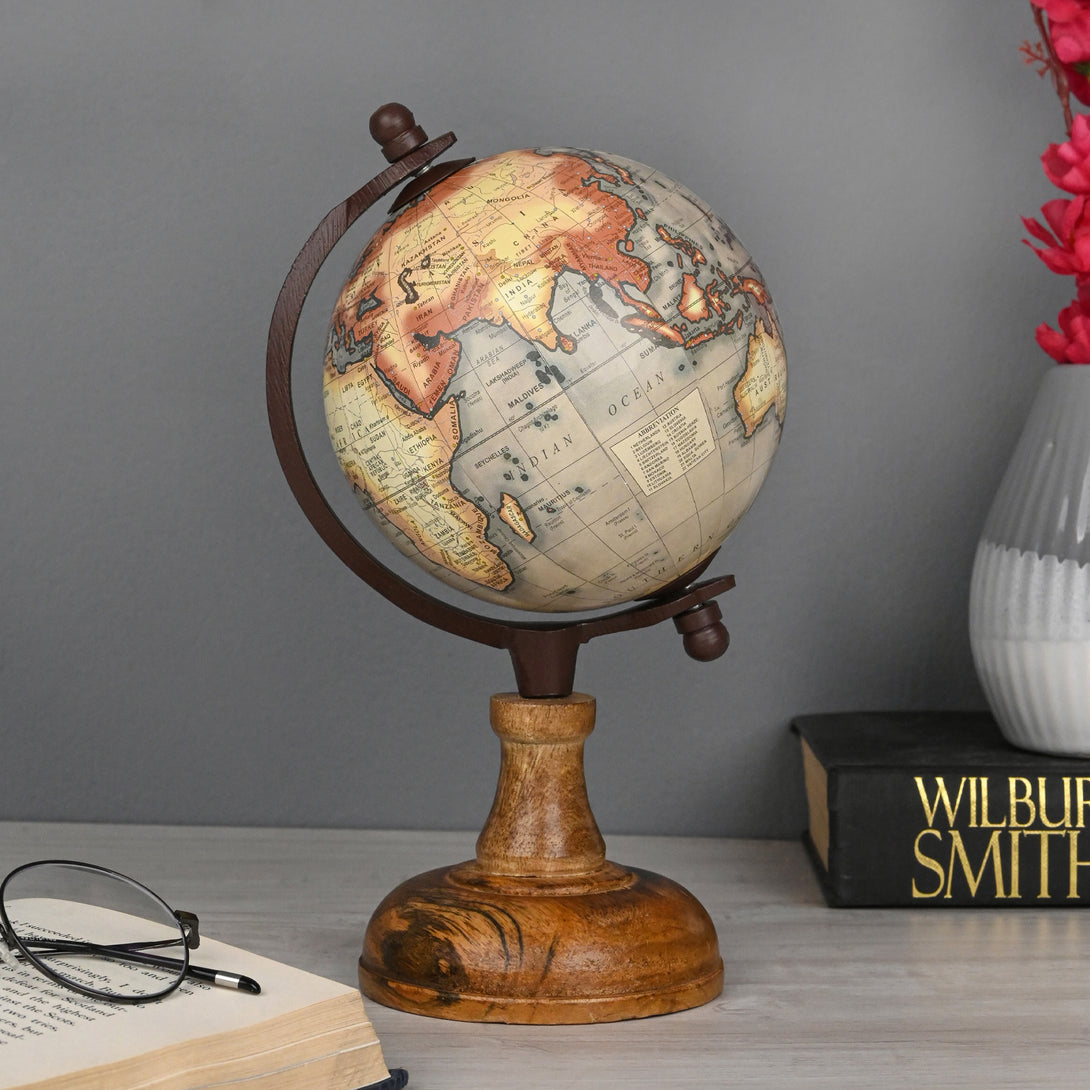 Pastel Wooden Base Globe