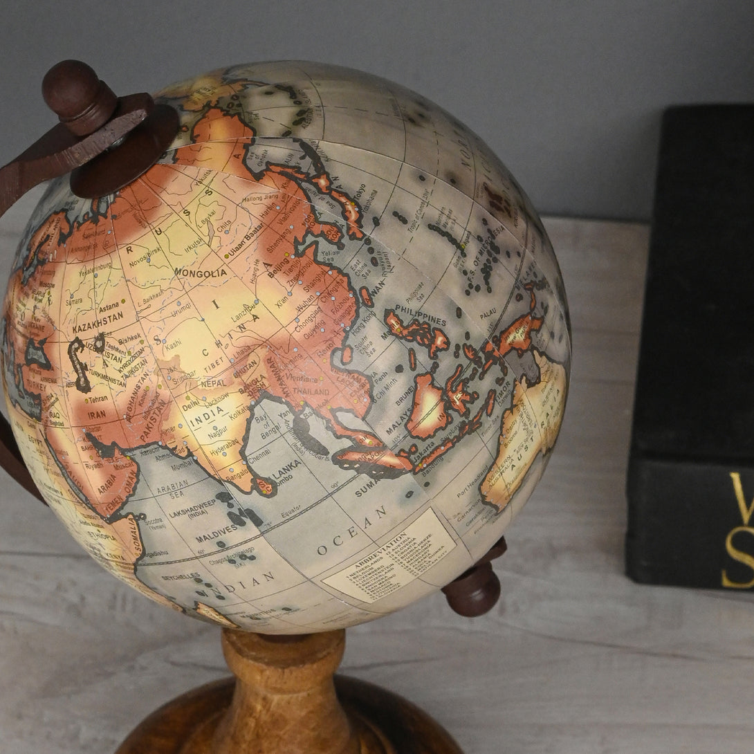 Pastel Wooden Base Globe