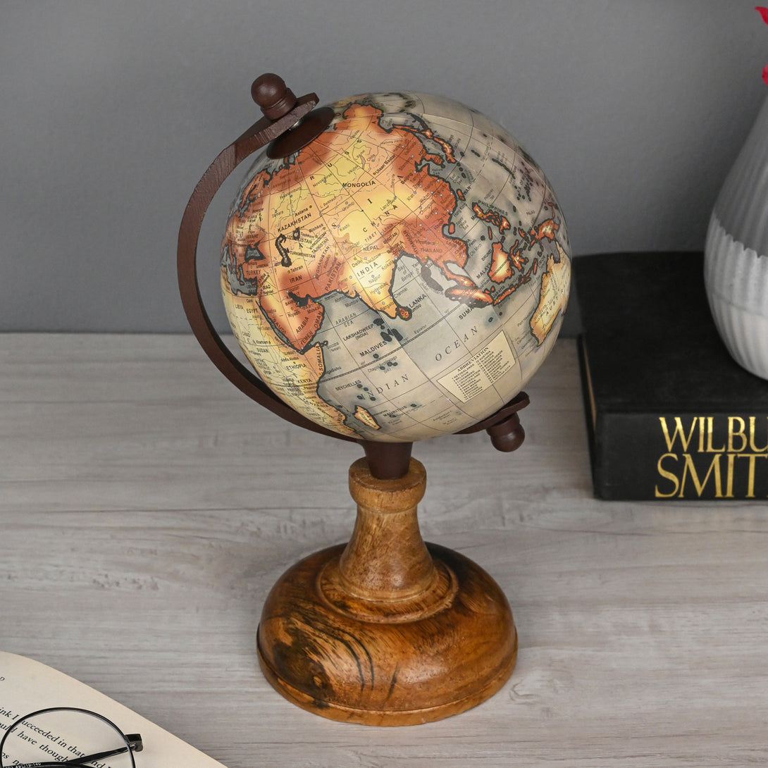Pastel Wooden Base Globe