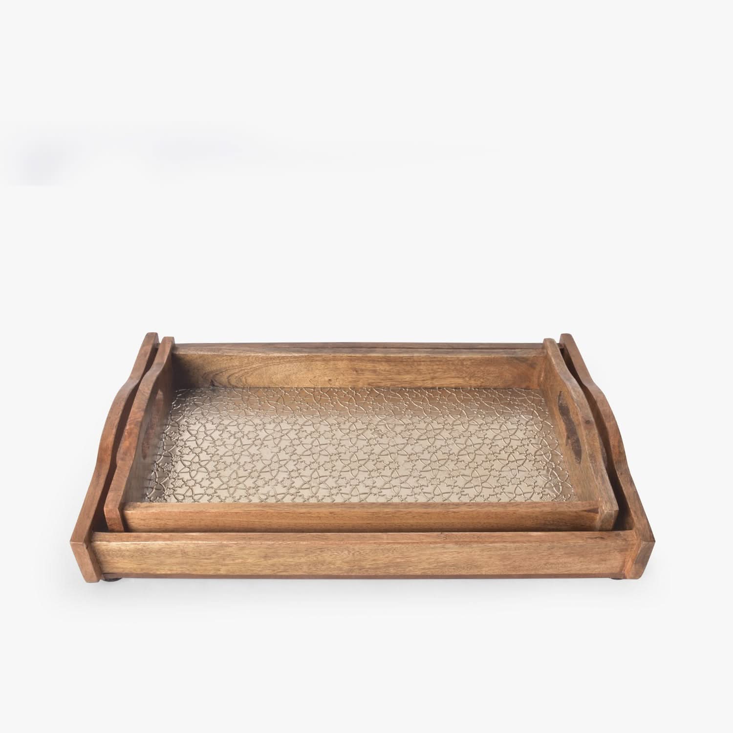 Artisan Carved Patterns Wooden Serving Trays