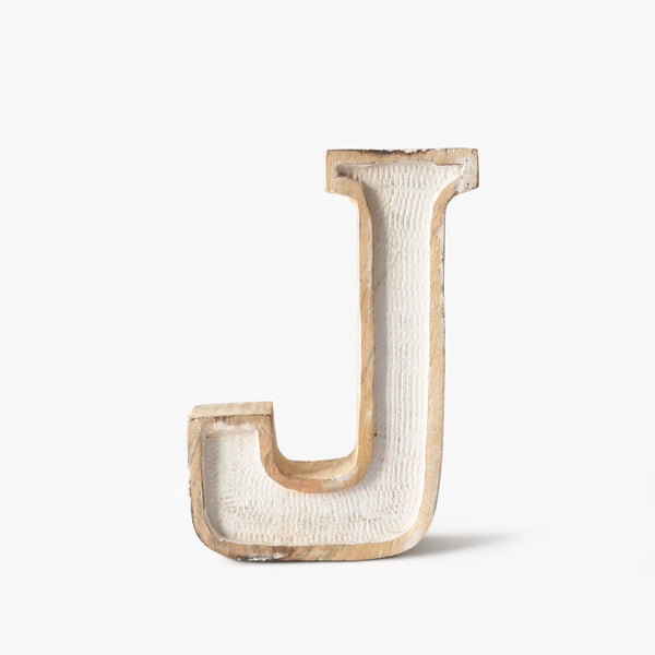 White 'J' Wooden Initial