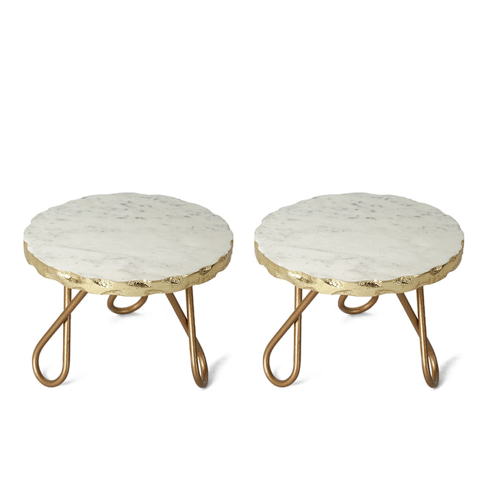 White Gold Foiled Marble Cake Stand