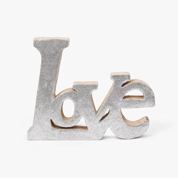 Silver Shimmer Scripted LOVE Accent