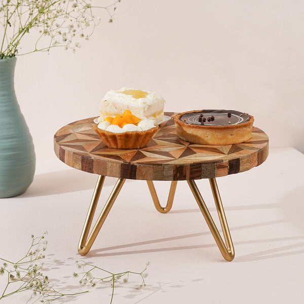 Wooden Geometric Cake Stand Black