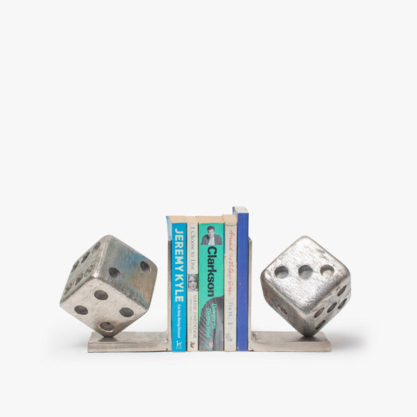 Silver Dice Bookends