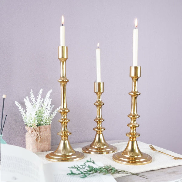 Golden Taper Candle Holder Set of 3