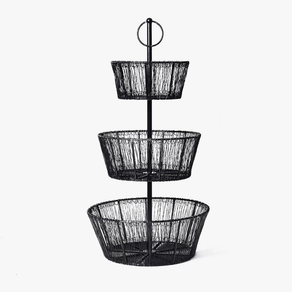 3-Tier Black Kitchen Basket Rack