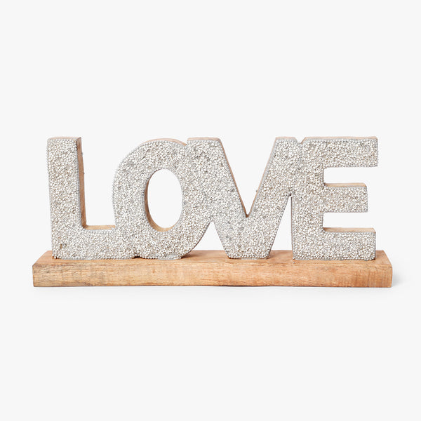 Silver Beaded Love Accent